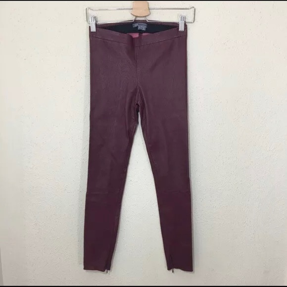 Vince real leather bordeaux leggings - Picture 1 of 5